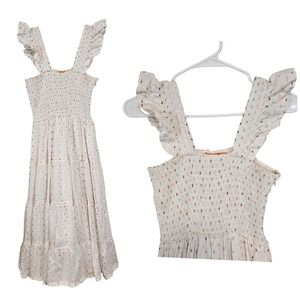 Oliphant Tuckernuck Milkmaid Tiered Smocked Midi Dress